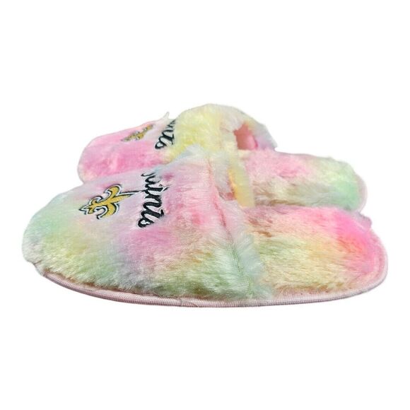 New Orleans Saint Kids Girl SZ XL (7-8) Multi Color Fluffy Slippers NFL by FOCO - Picture 4 of 8
